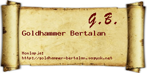 Goldhammer Bertalan névjegykártya